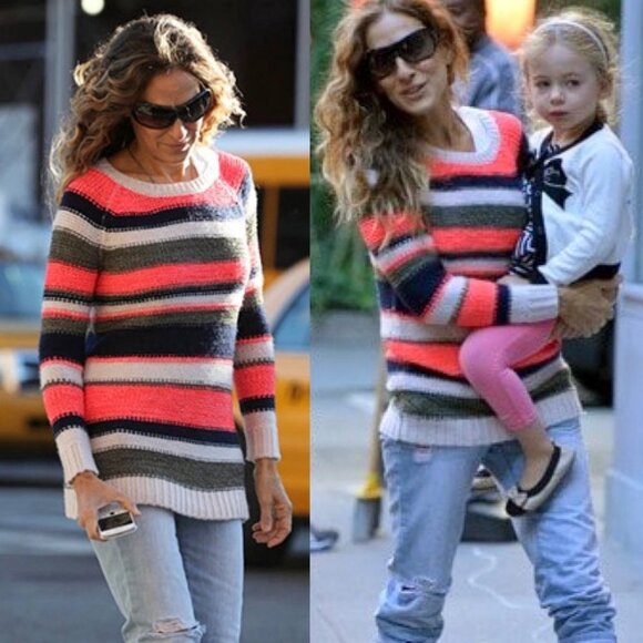 Splendid Lambswool Cashmere Bleeker Striped Sweater Size XS Pink Green Jumper - Picture 10 of 10